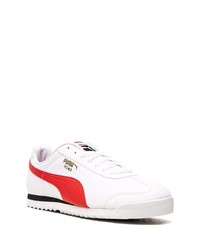 Baskets basses en cuir blanc et rouge Puma