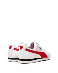 Baskets basses en cuir blanc et rouge Puma