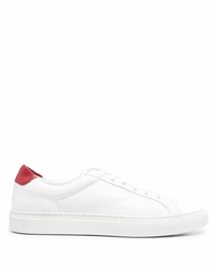 Baskets basses en cuir blanc et rouge Scarosso