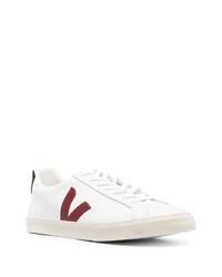 Baskets basses en cuir blanc et rouge Veja