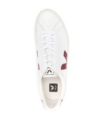 Baskets basses en cuir blanc et rouge Veja