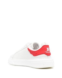 Baskets basses en cuir blanc et rouge John Richmond