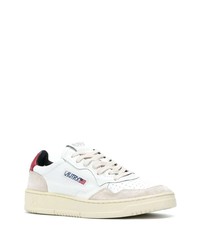 Baskets basses en cuir blanc et rouge AUTRY