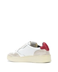 Baskets basses en cuir blanc et rouge AUTRY