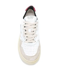 Baskets basses en cuir blanc et rouge AUTRY