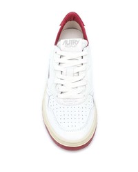 Baskets basses en cuir blanc et rouge AUTRY