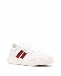 Baskets basses en cuir blanc et rouge Bally