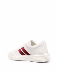 Baskets basses en cuir blanc et rouge Bally