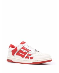 Baskets basses en cuir blanc et rouge Amiri