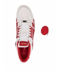 Baskets basses en cuir blanc et rouge Amiri