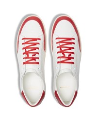 Baskets basses en cuir blanc et rouge Saint Laurent