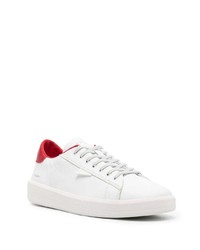 Baskets basses en cuir blanc et rouge D.A.T.E