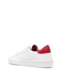 Baskets basses en cuir blanc et rouge D.A.T.E