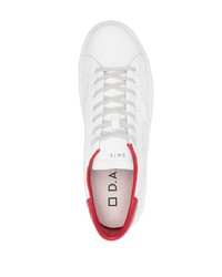 Baskets basses en cuir blanc et rouge D.A.T.E