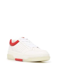 Baskets basses en cuir blanc et rouge Amiri