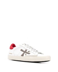 Baskets basses en cuir blanc et rouge Premiata