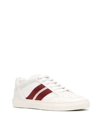 Baskets basses en cuir blanc et rouge Bally