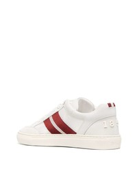 Baskets basses en cuir blanc et rouge Bally