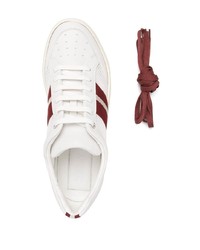 Baskets basses en cuir blanc et rouge Bally