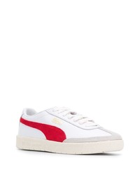 Baskets basses en cuir blanc et rouge Puma