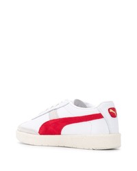 Baskets basses en cuir blanc et rouge Puma