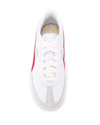 Baskets basses en cuir blanc et rouge Puma