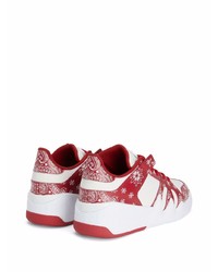 Baskets basses en cuir blanc et rouge Giuseppe Zanotti