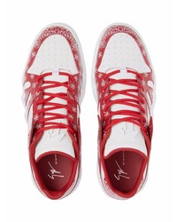 Baskets basses en cuir blanc et rouge Giuseppe Zanotti