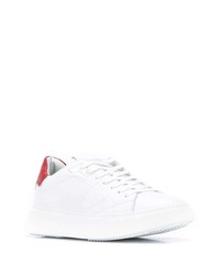 Baskets basses en cuir blanc et rouge Philippe Model Paris