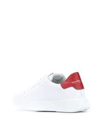 Baskets basses en cuir blanc et rouge Philippe Model Paris