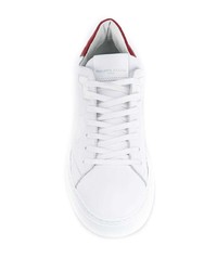 Baskets basses en cuir blanc et rouge Philippe Model Paris