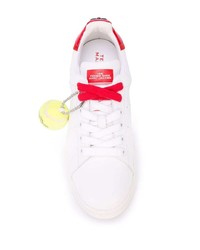 Baskets basses en cuir blanc et rouge Marc Jacobs