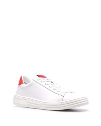 Baskets basses en cuir blanc et rouge MSGM