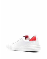 Baskets basses en cuir blanc et rouge MSGM