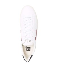 Baskets basses en cuir blanc et rouge Veja