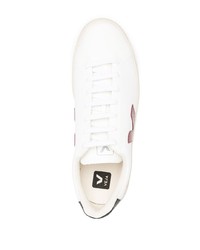 Baskets basses en cuir blanc et rouge Veja