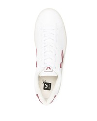 Baskets basses en cuir blanc et rouge Veja