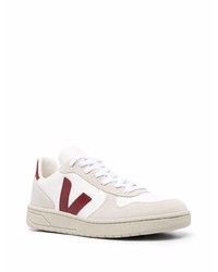 Baskets basses en cuir blanc et rouge Veja