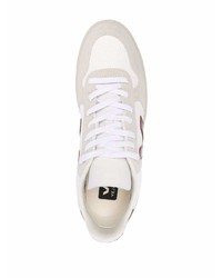 Baskets basses en cuir blanc et rouge Veja