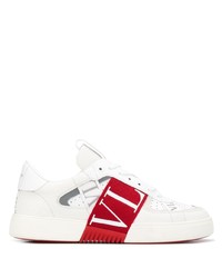 Baskets basses en cuir blanc et rouge Valentino Garavani
