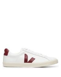 Baskets basses en cuir blanc et rouge Veja