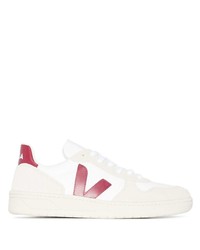 Baskets basses en cuir blanc et rouge Veja