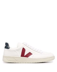 Baskets basses en cuir blanc et rouge Veja