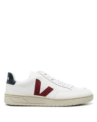 Baskets basses en cuir blanc et rouge Veja