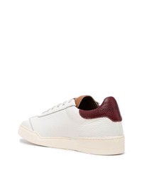 Baskets basses en cuir blanc et rouge Ghoud