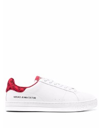 Baskets basses en cuir blanc et rouge VERSACE JEANS COUTURE