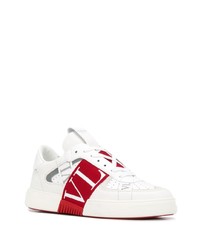 Baskets basses en cuir blanc et rouge Valentino Garavani