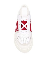 Baskets basses en cuir blanc et rouge Valentino Garavani