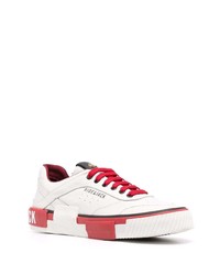 Baskets basses en cuir blanc et rouge Hide&Jack