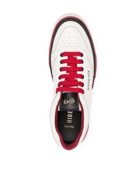 Baskets basses en cuir blanc et rouge Hide&Jack